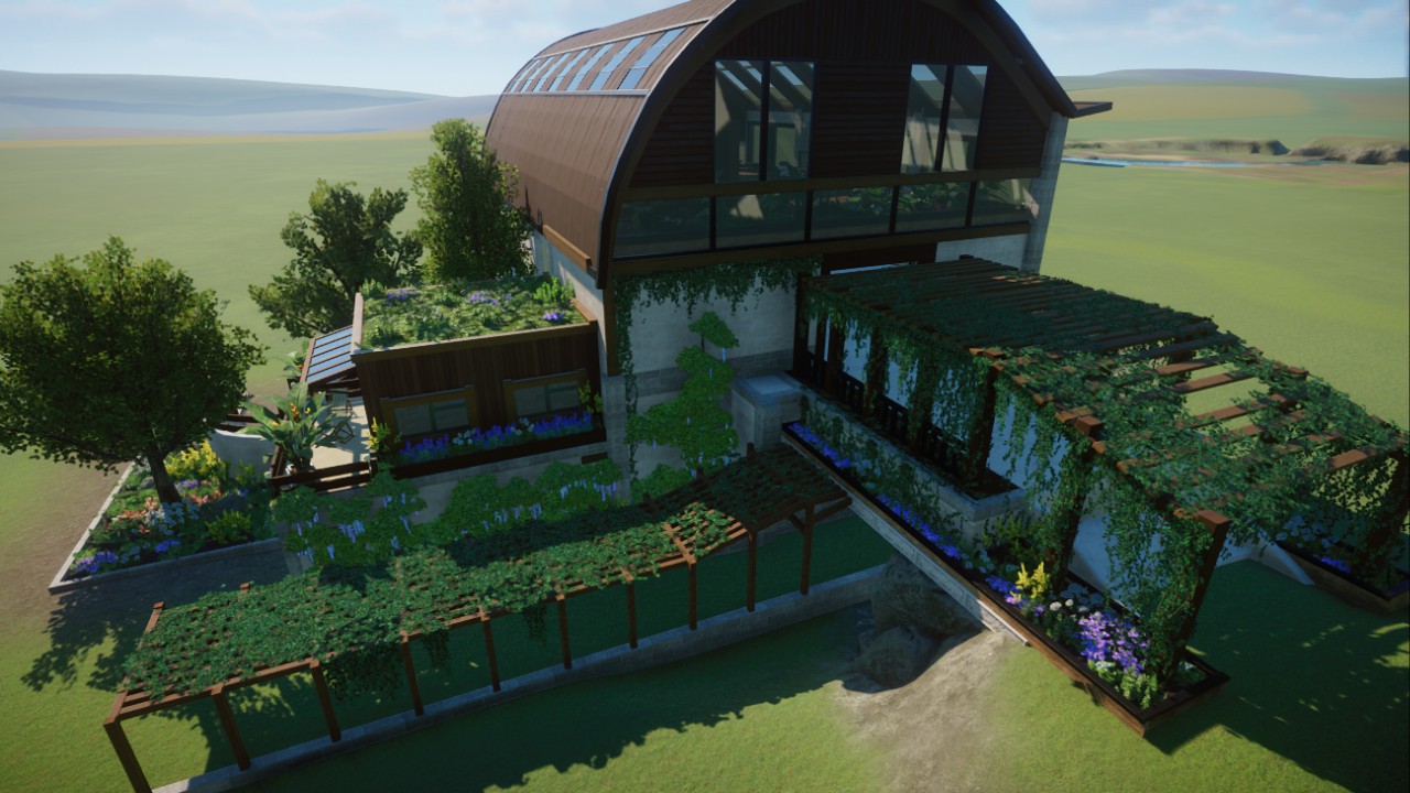 Viewing platform,shops and staff building - habitat shell preview