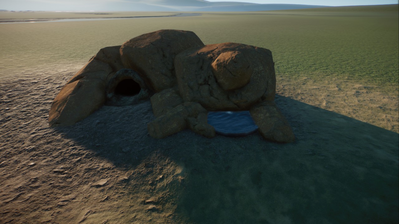 Water and burrow in rocks