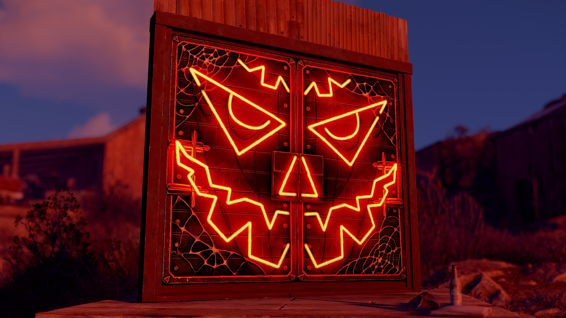 Neon Pumpkin Metal Double Door