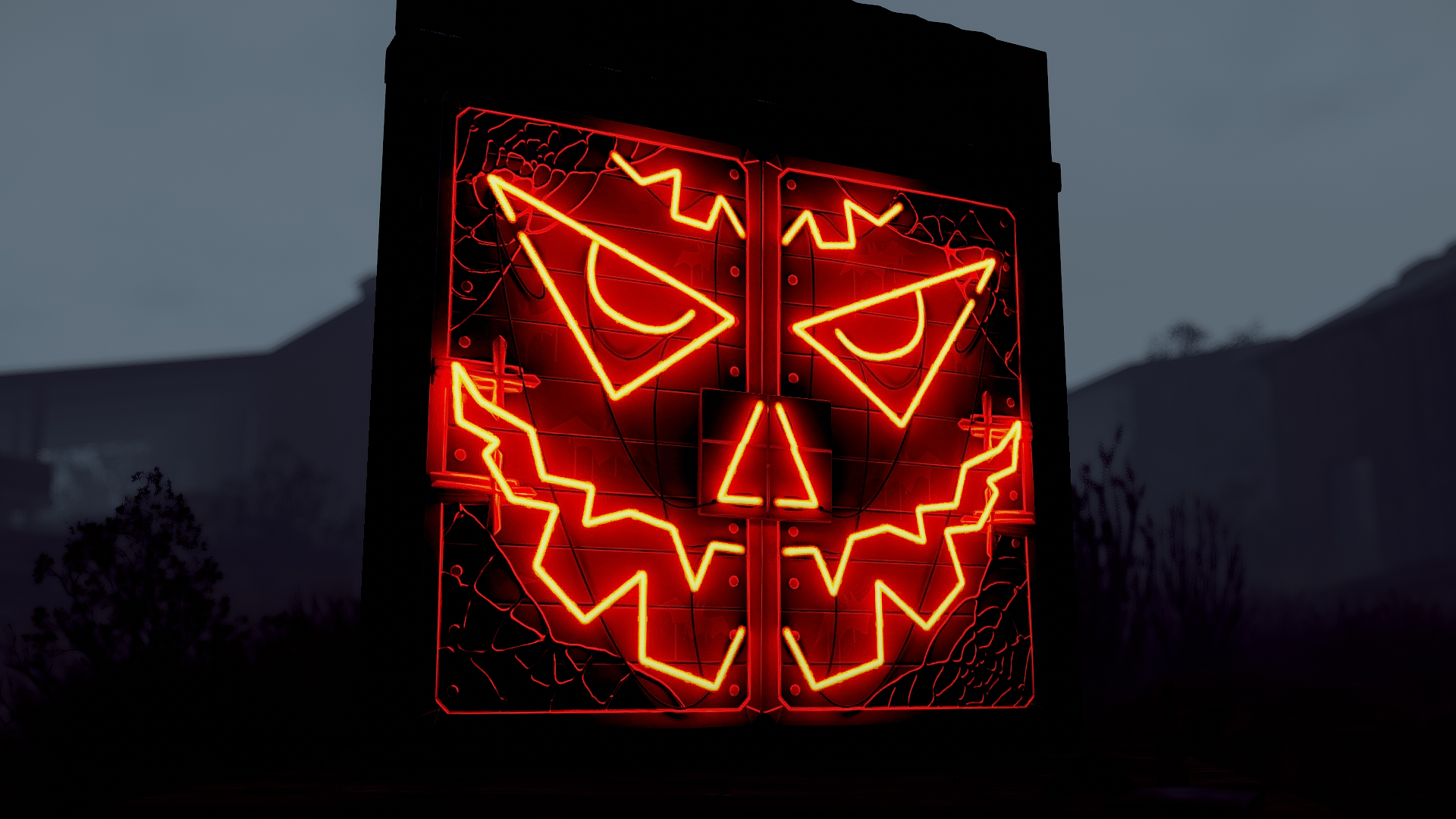 Neon Pumpkin Metal Double Door
