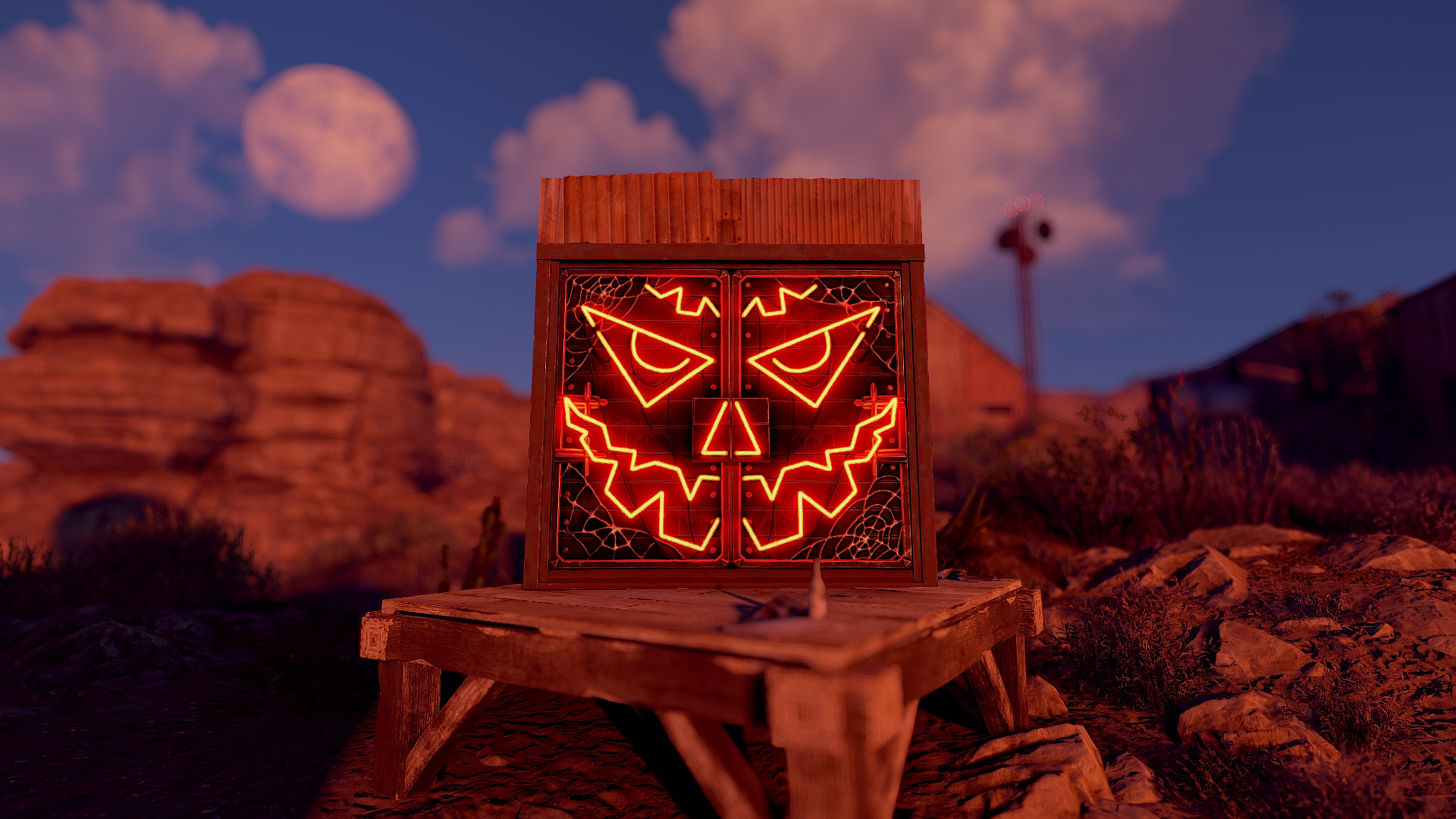 Neon Pumpkin Metal Double Door