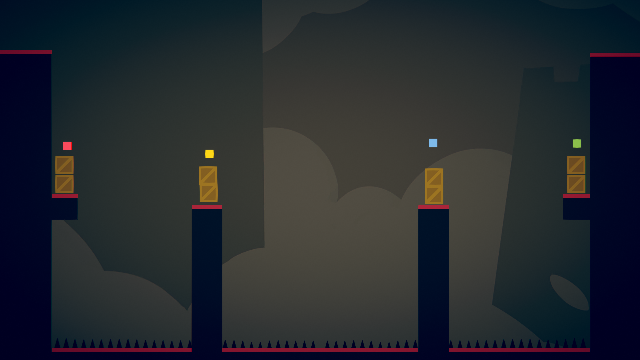 Each player has 2 boxes to make platforms over the spikes