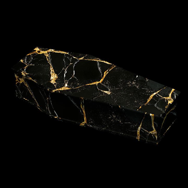 Coffiin, Cristalyn Jet & Gold Marble