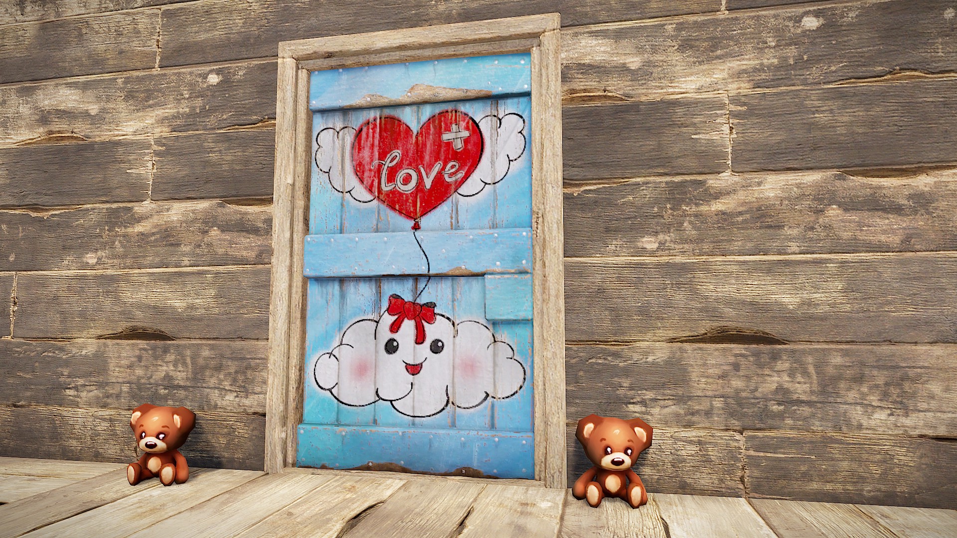 Teddy Love Wooden Door