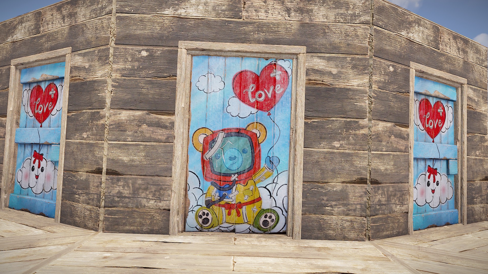 Teddy Love Wooden Door