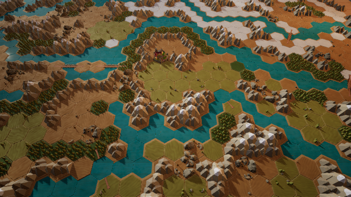 Mountain Rivers with fields