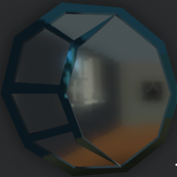 Metallic Teal Frame Moon Mirror