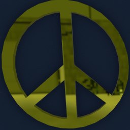 Medium Yellow Metallic Peace Sign Art