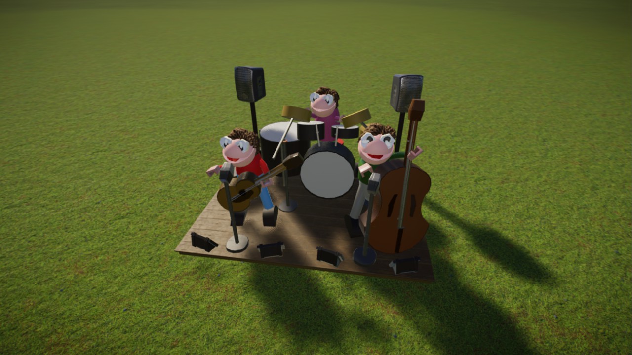 Small concert stage with band