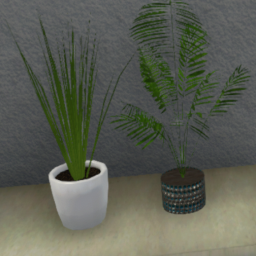 Small Palm Teal and Silver Metallic Pot