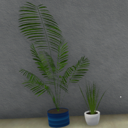 Medium Palm Blue Striped Plastic Pot