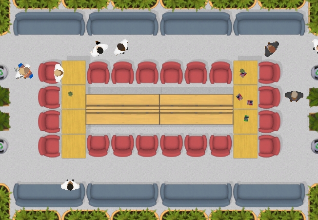 Seating Island With Trashcans