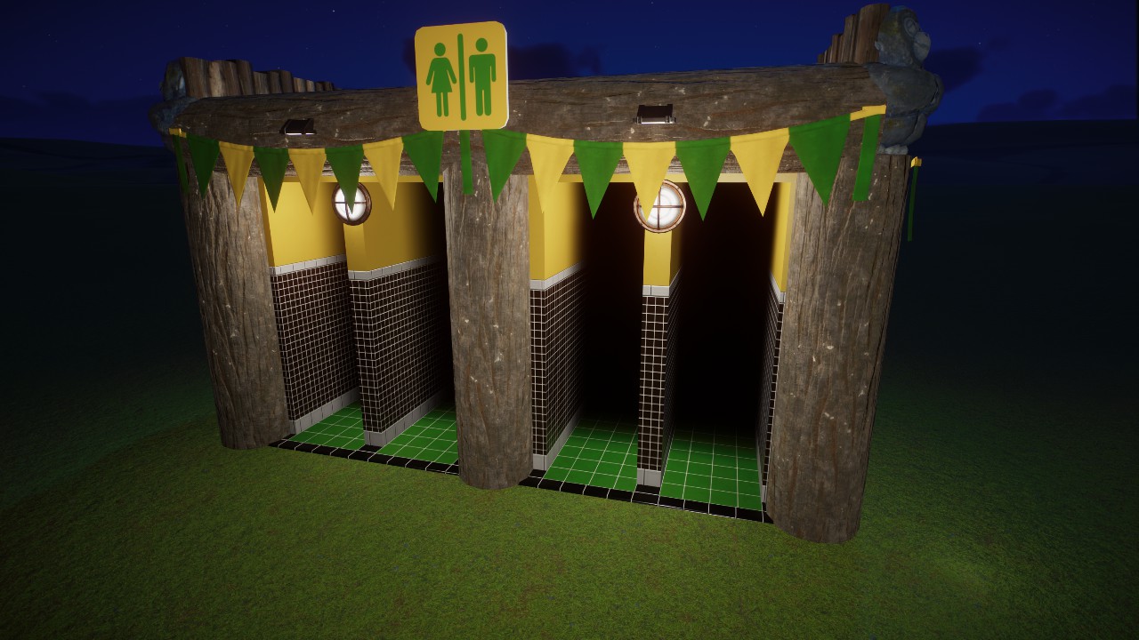 Logs and Flags Double Toilet - Lighted