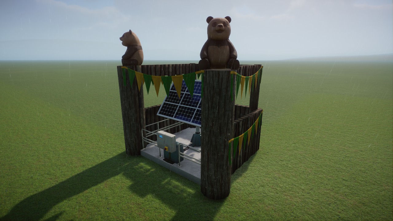 Logs and Flags Solar Panel Enclosed