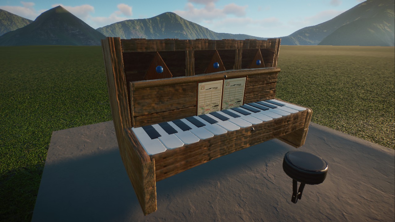 piano with stool, realistic size, Klavier