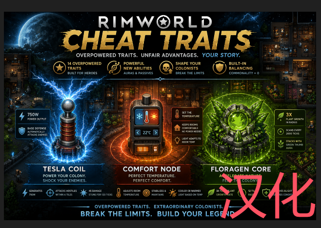 Cheat Traits 简体中文汉化包 [Chinese Simplified] mod preview for RimWorld