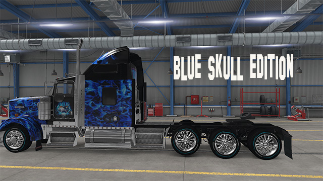 kenworth 900 blue skull skin