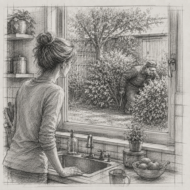 Verdächtige Person im Garten