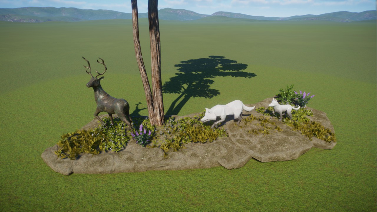 Deer being hunted by wolves