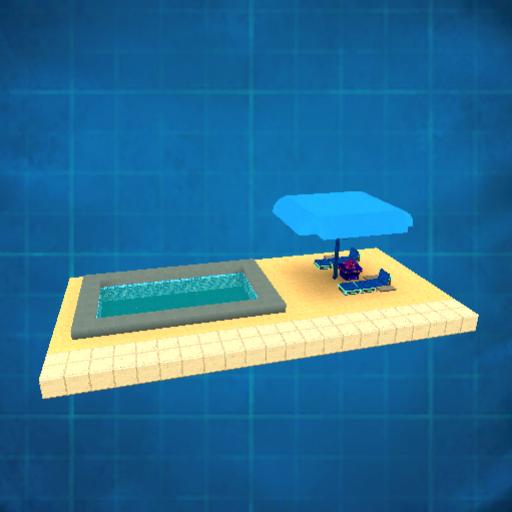 bottomless pool & large beach umbrella