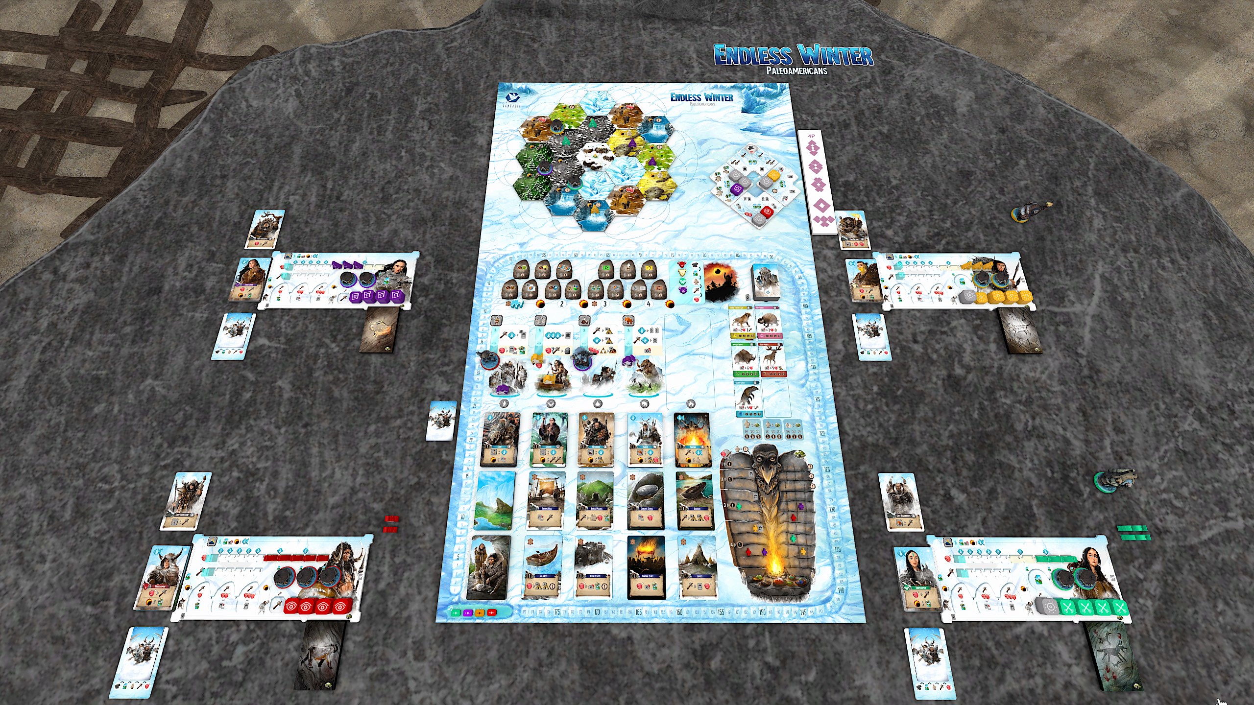 ENDLESS WINTER Paleoamericanos Spanish Expansion Ancestros Boardgame