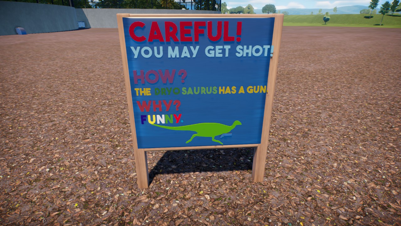 Dryosaurus enclosure sign