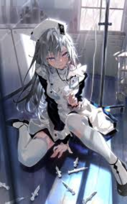 Nurse in front of needles