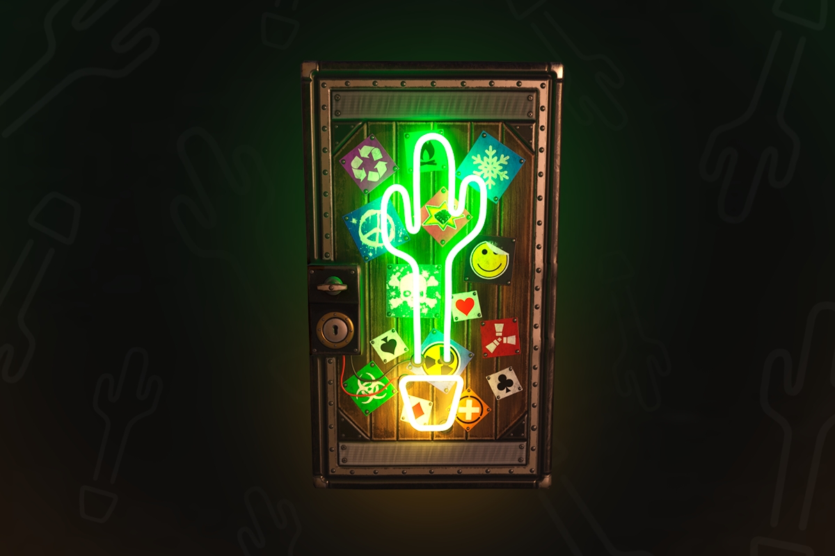 Neon Cactus Metal Door