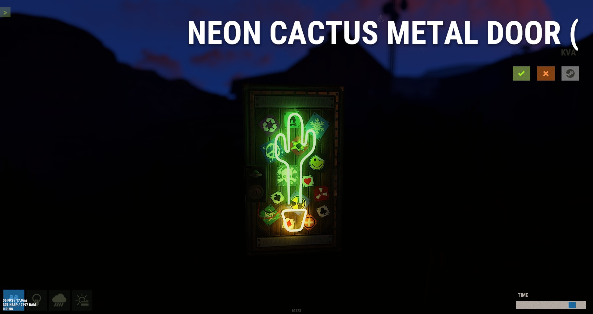 Neon Cactus Metal Door