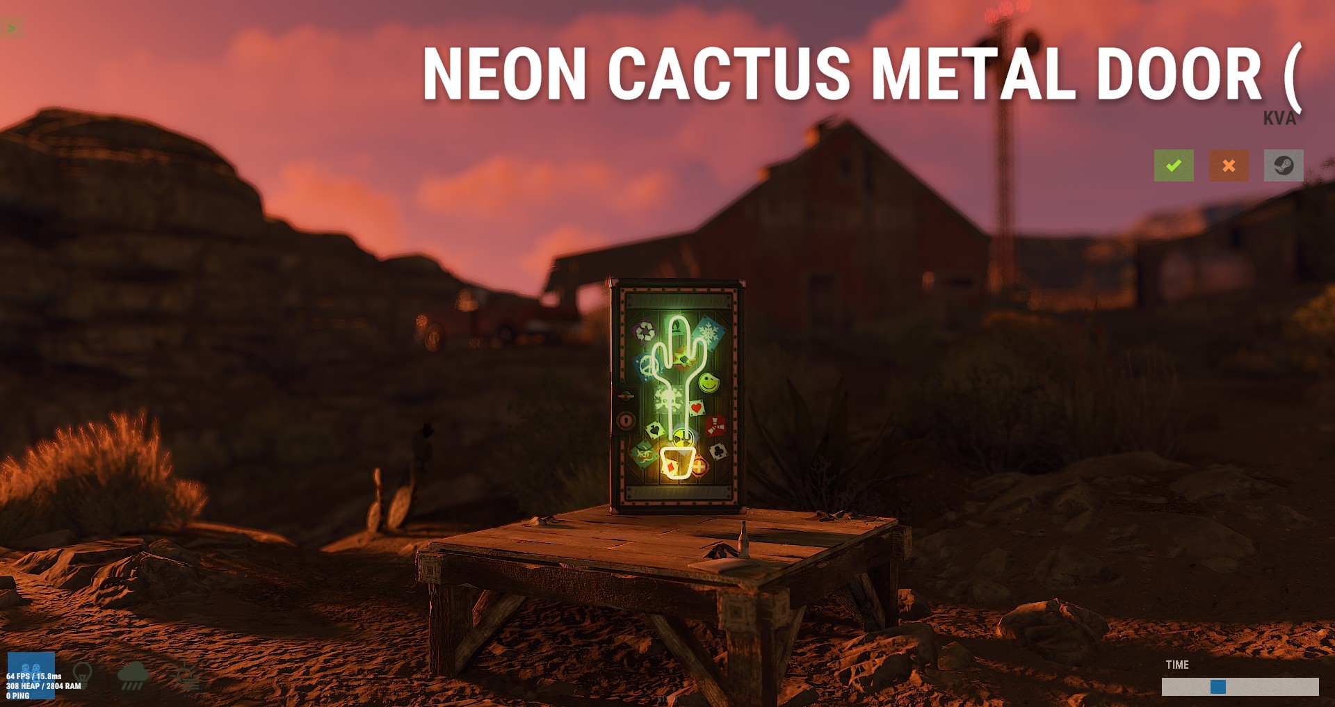 Neon Cactus Metal Door