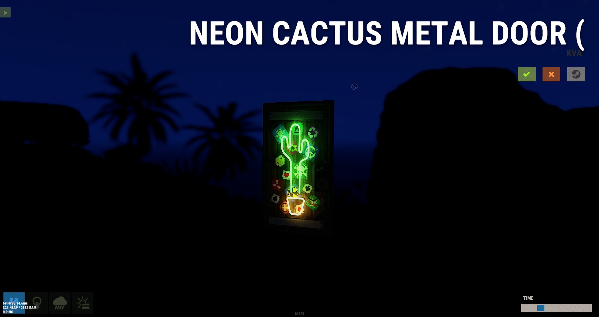 Neon Cactus Metal Door