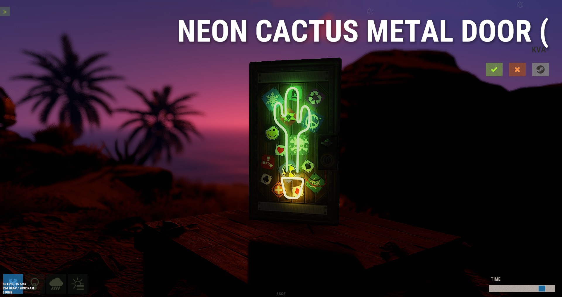 Neon Cactus Metal Door