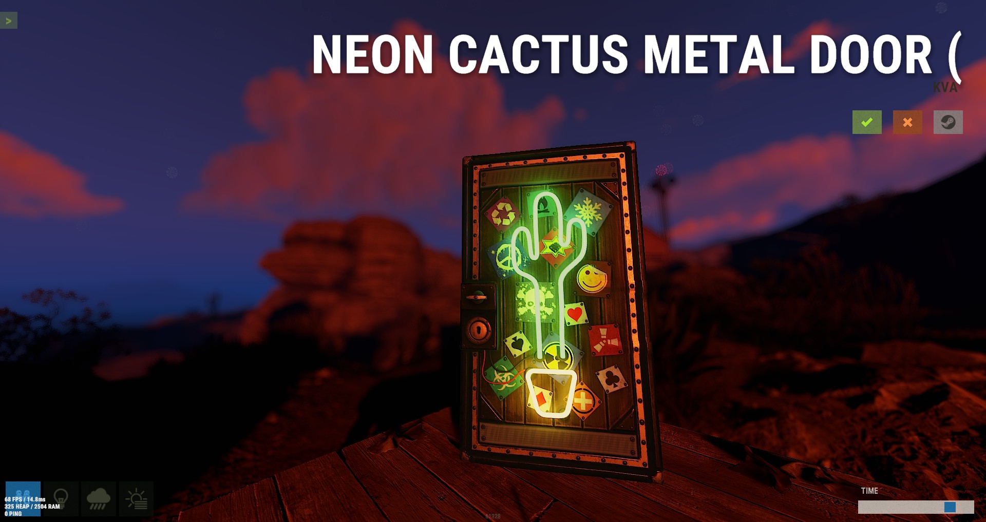 Neon Cactus Metal Door