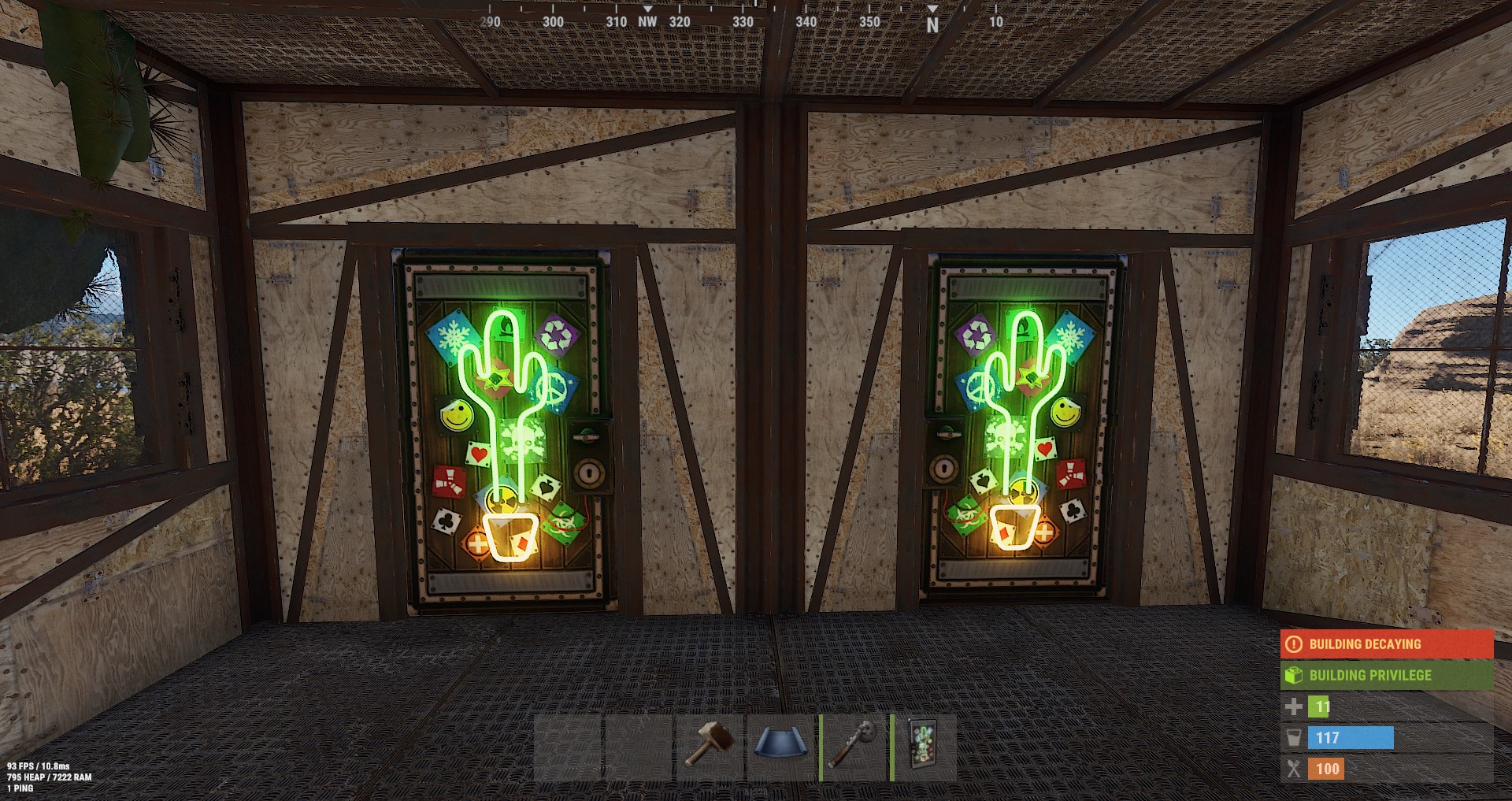 Neon Cactus Metal Door