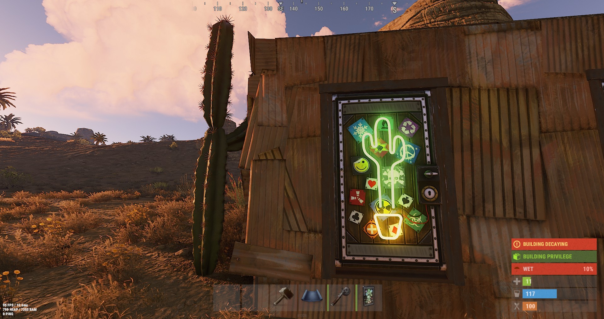 Neon Cactus Metal Door