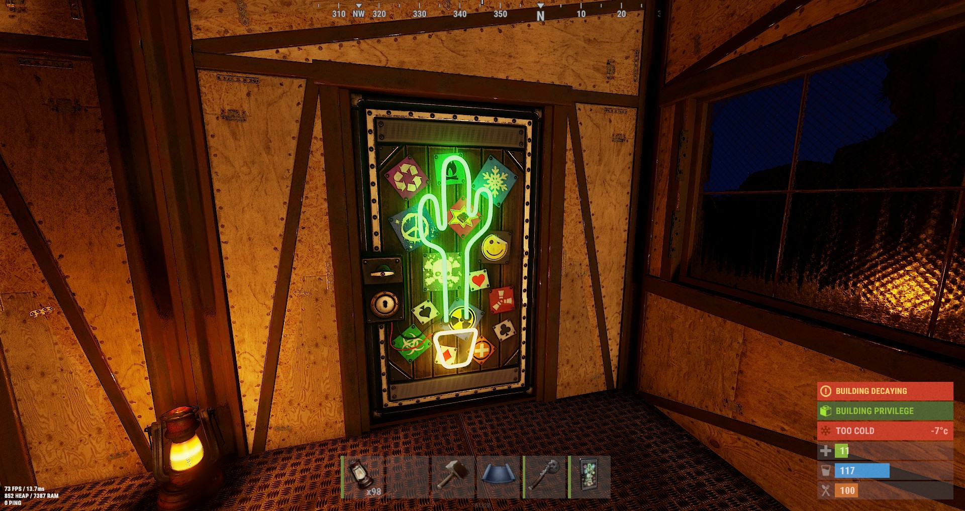 Neon Cactus Metal Door