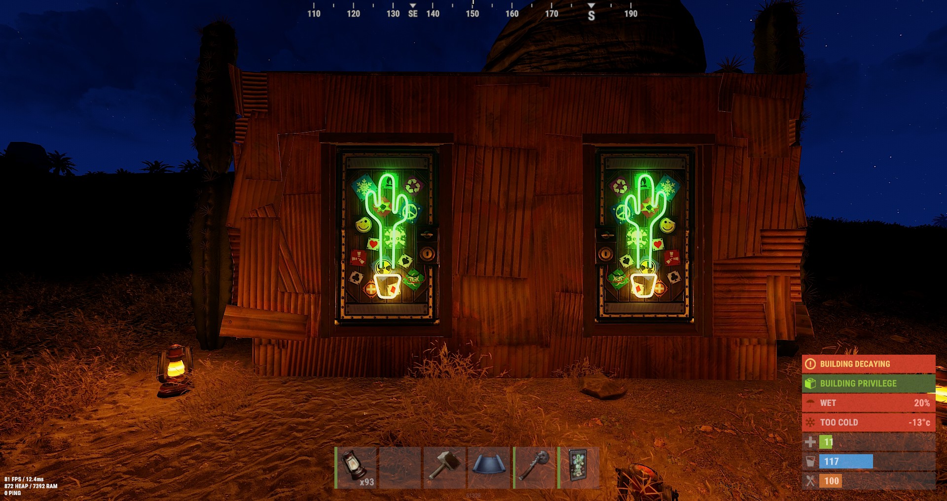Neon Cactus Metal Door