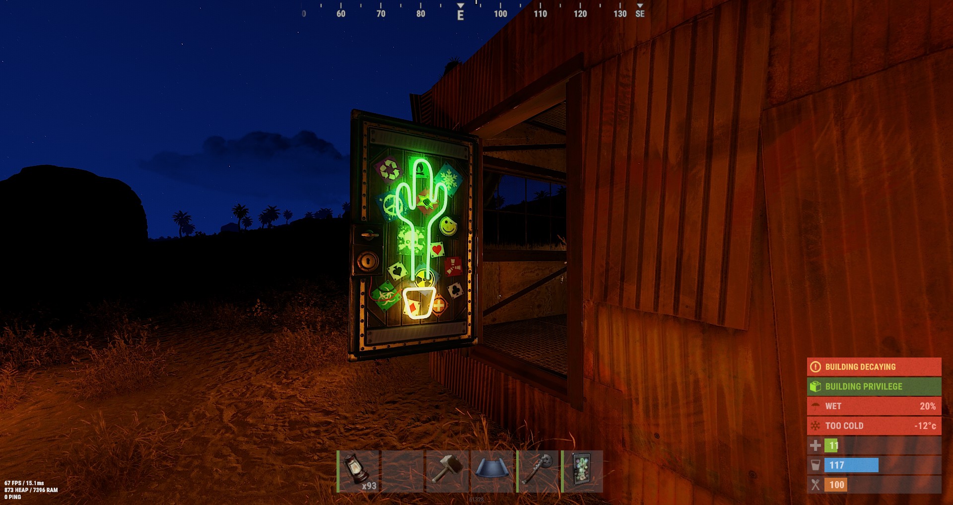 Neon Cactus Metal Door