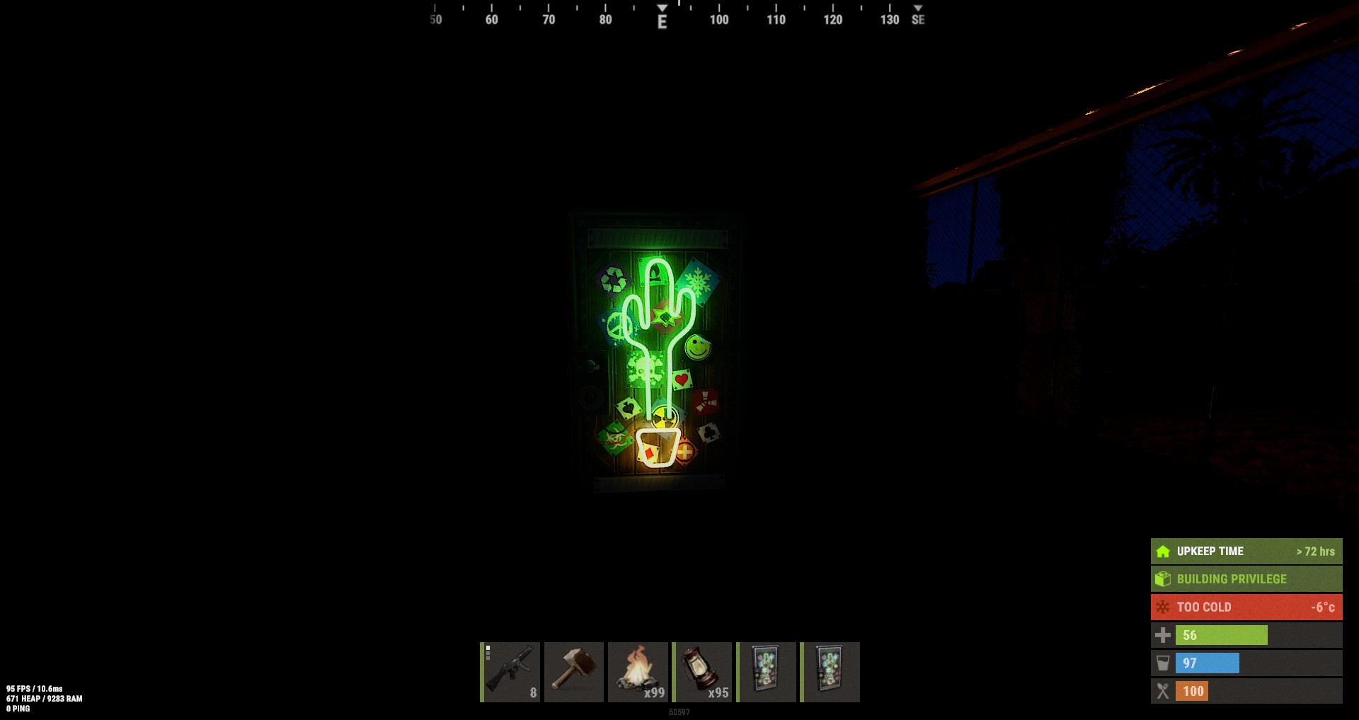 Neon Cactus Metal Door