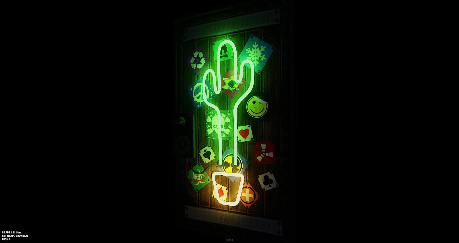 Neon Cactus Metal Door