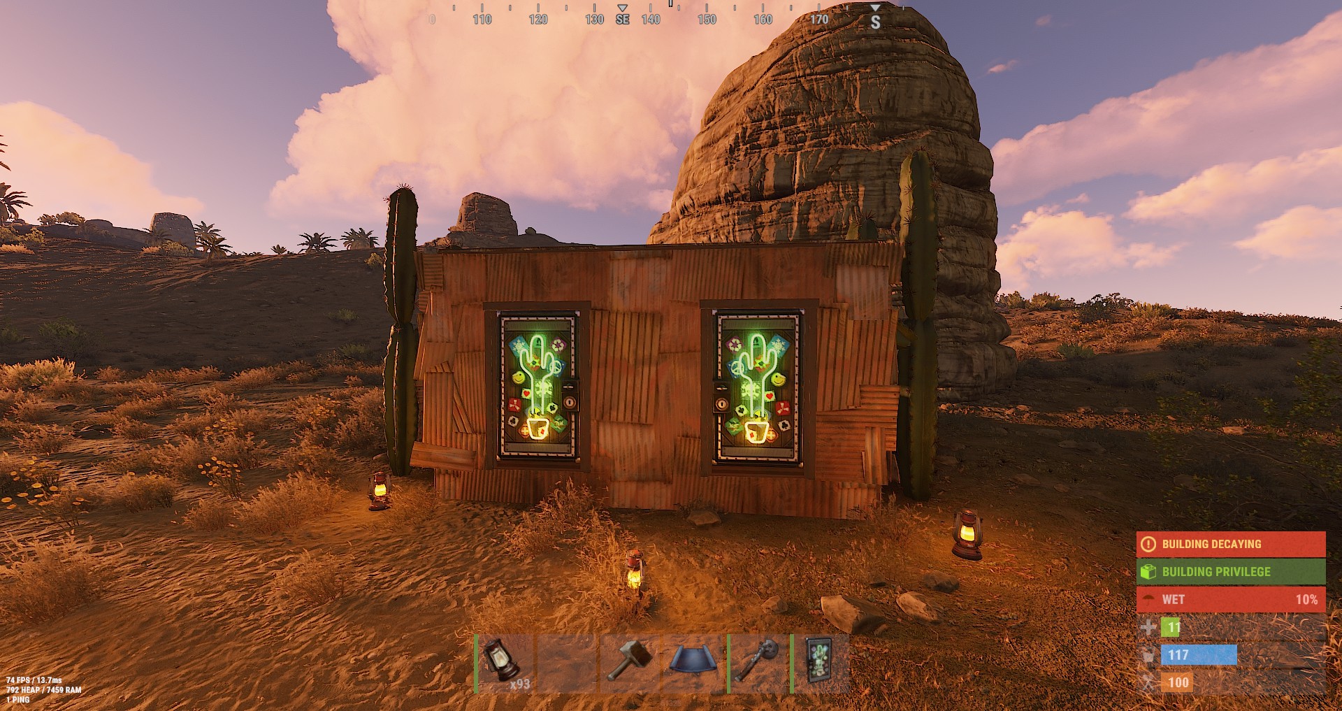 Neon Cactus Metal Door