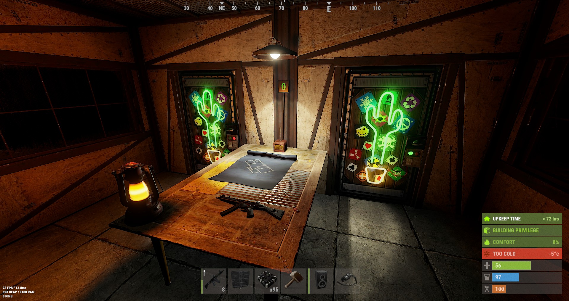 Neon Cactus Metal Door