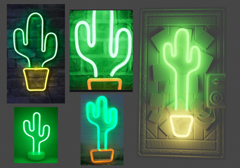 Neon Cactus Metal Door