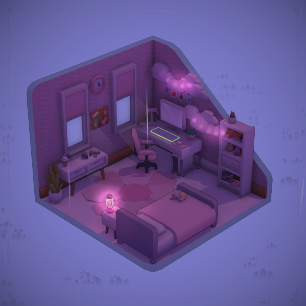 Pink Gaming room with mangas