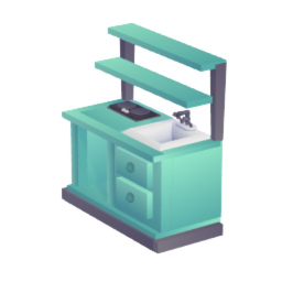Kitchenet with shelves