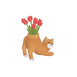 Cat Stretching Flower Vase