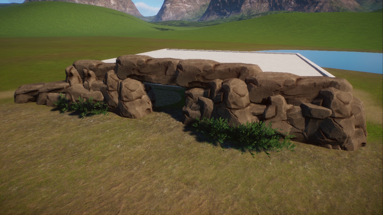 indoor Bedding house with tropical rock fake front