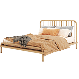 Modern Wood Bed - Orange