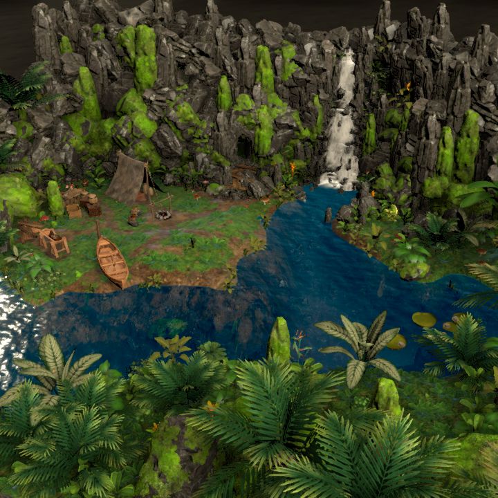 Dig-site by the waterfall