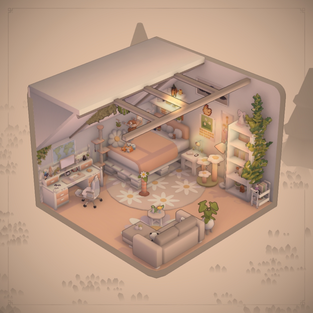 beige themed bedroom ^^